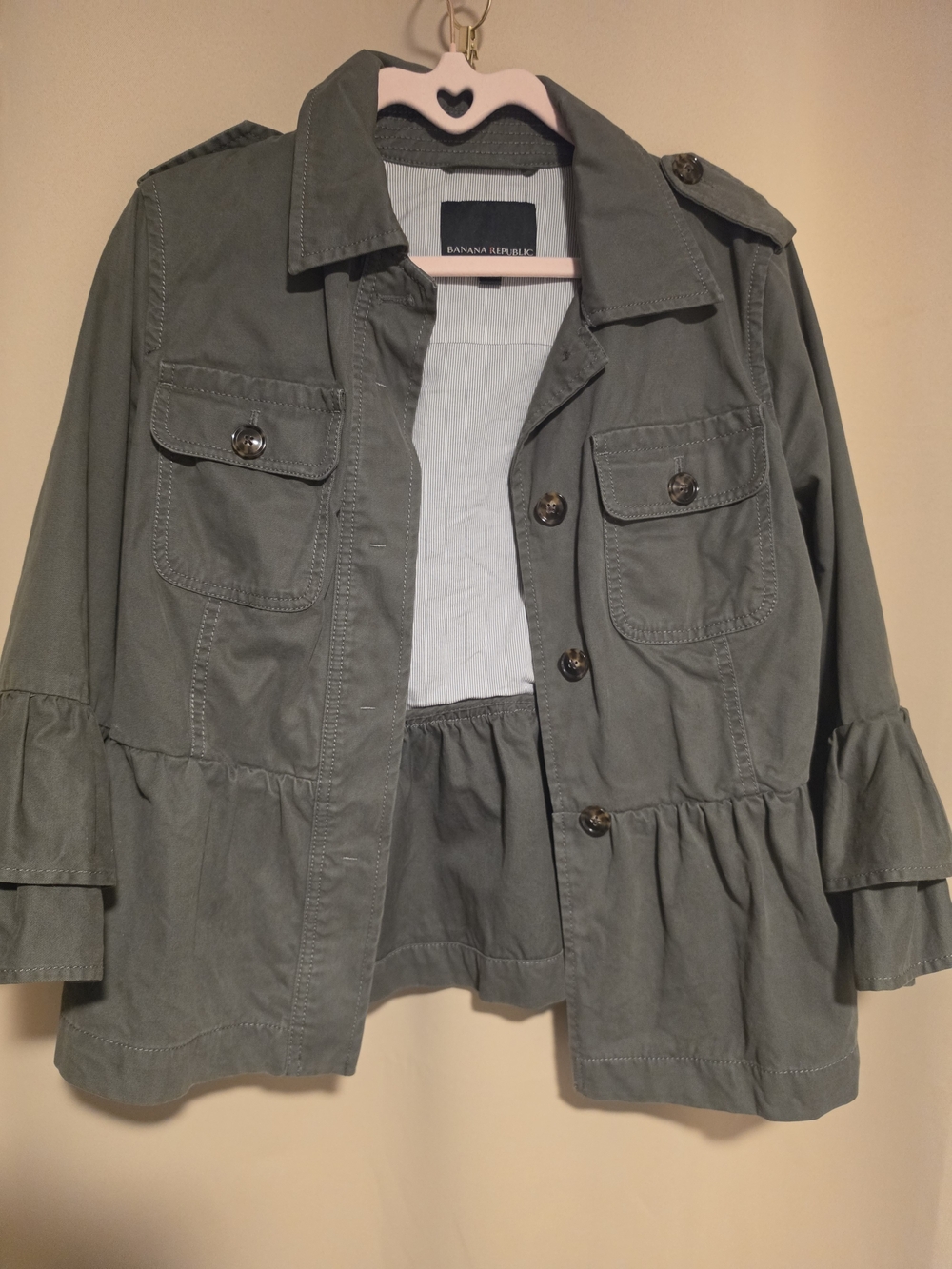 Banana Republic Olive Green Utility Jacket with Peplum Hem